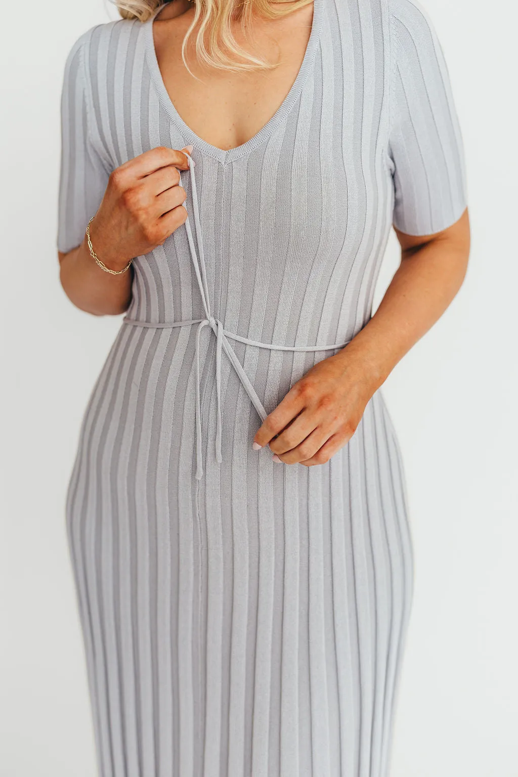Oakley Ribbed Maxi Dress in Light Blue - Bump Friendly