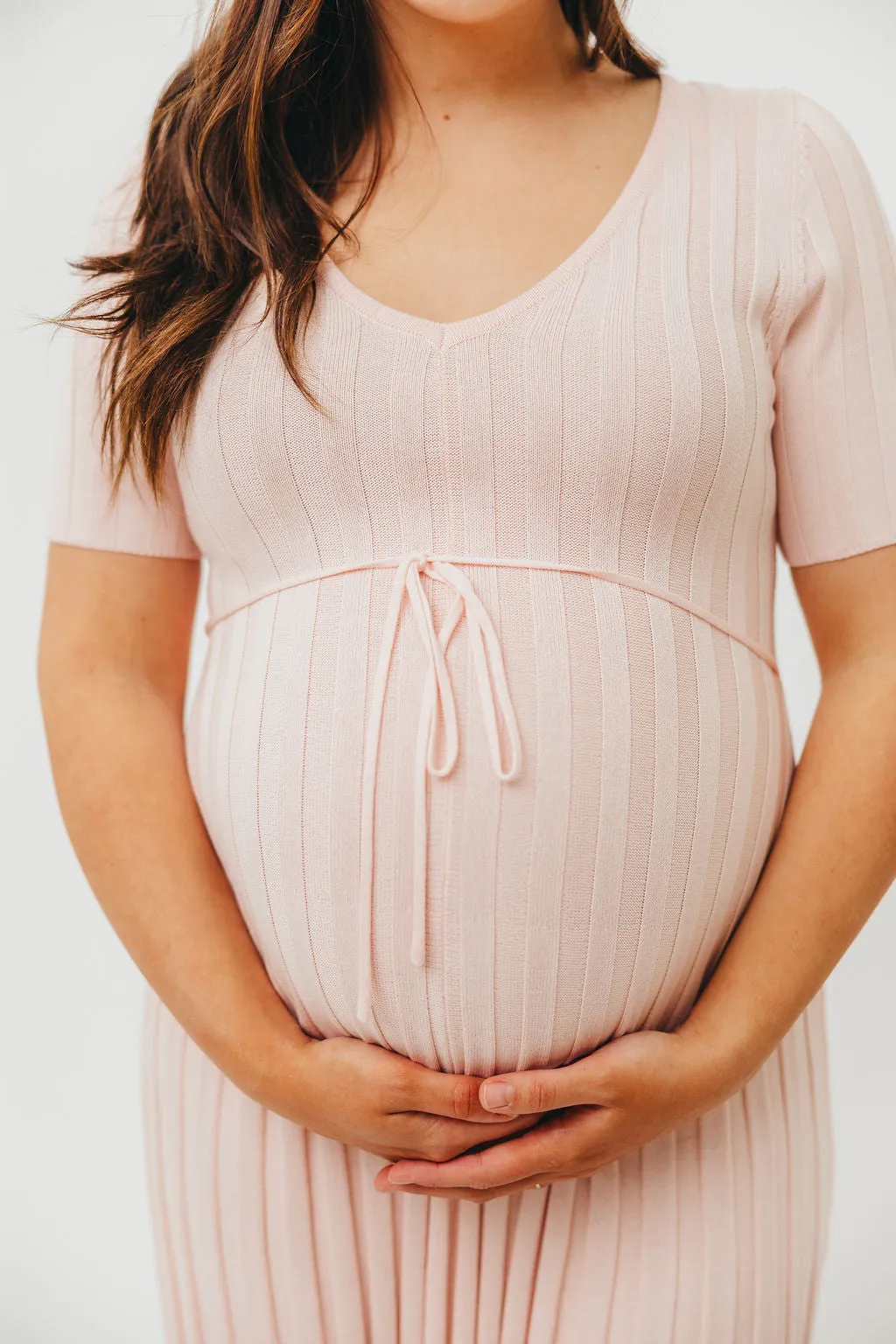 Oakley Ribbed Maxi Dress in Light Pink - Bump Friendly