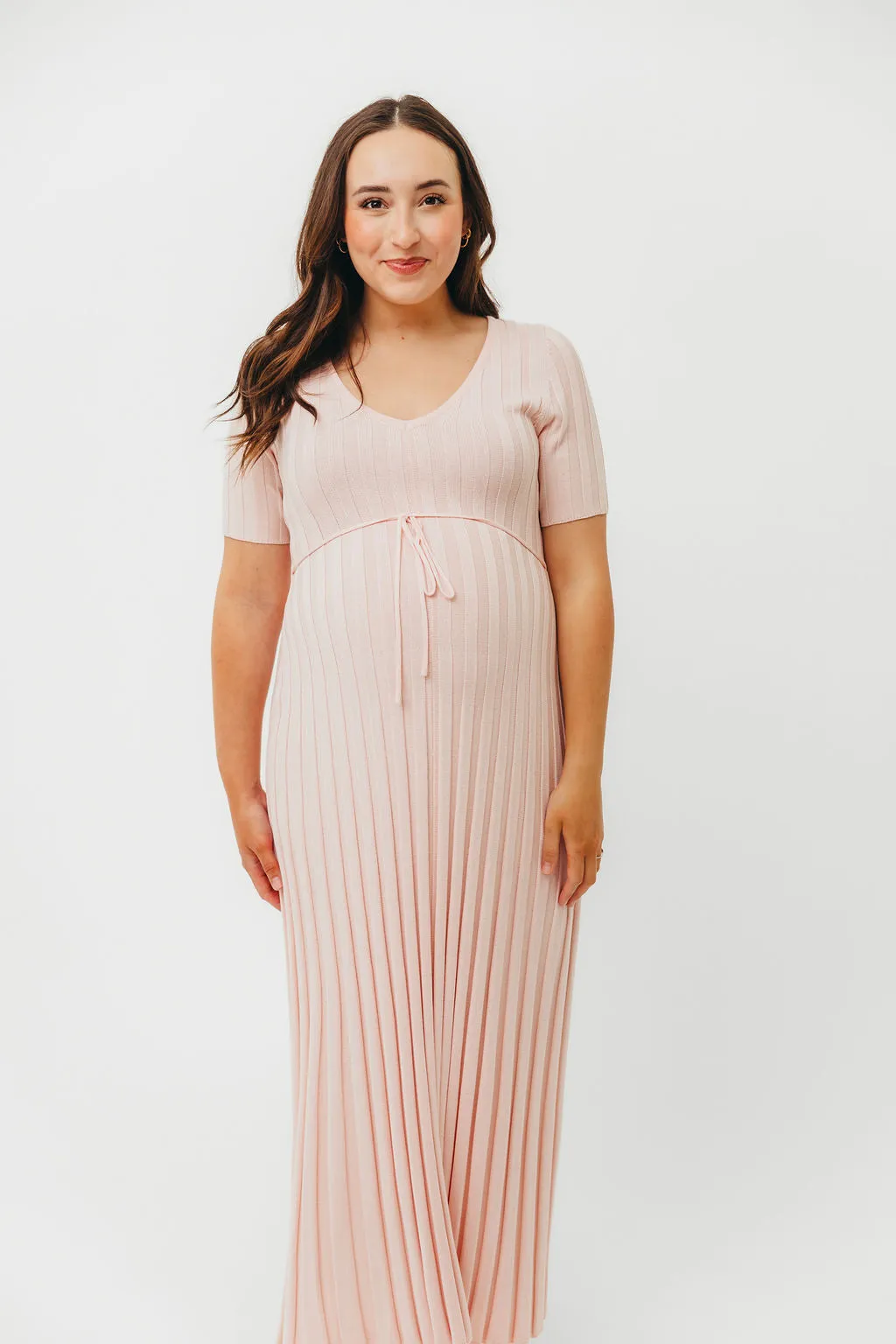 Oakley Ribbed Maxi Dress in Light Pink - Bump Friendly