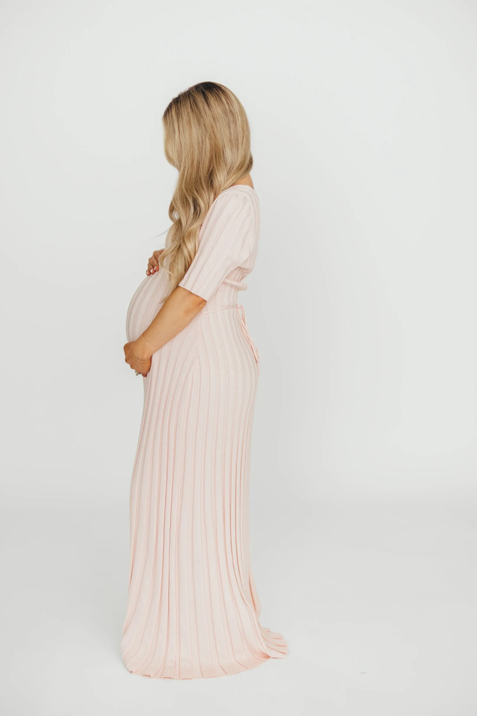 Oakley Ribbed Maxi Dress in Light Pink - Bump Friendly
