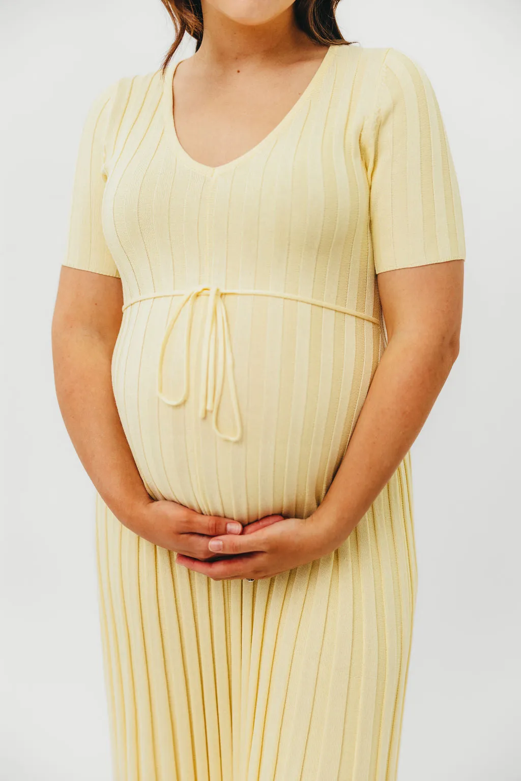 Oakley Ribbed Maxi Dress in Light Yellow - Bump Friendly
