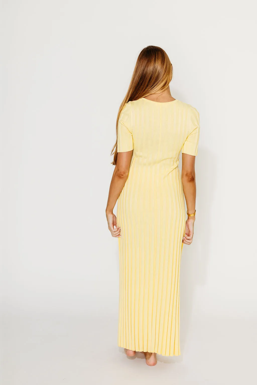 Oakley Ribbed Maxi Dress in Light Yellow - Bump Friendly