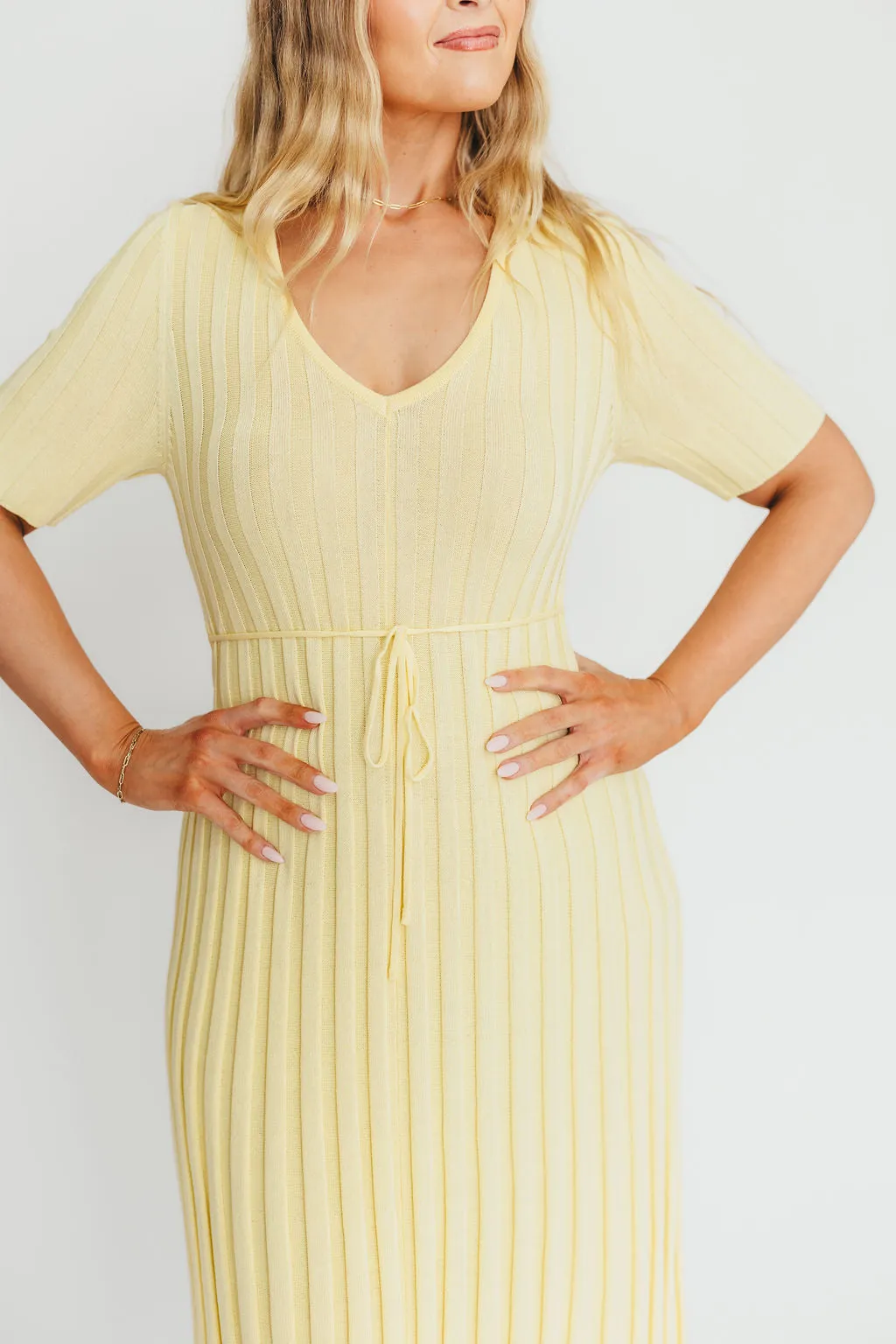 Oakley Ribbed Maxi Dress in Light Yellow - Bump Friendly