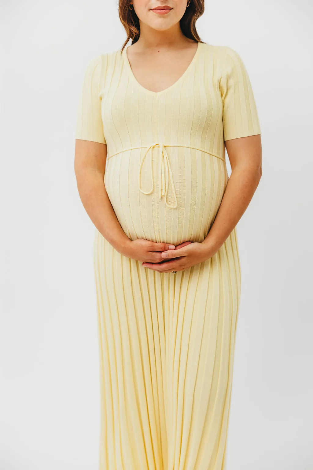 Oakley Ribbed Maxi Dress in Light Yellow - Bump Friendly