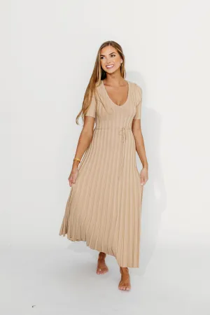 Oakley Ribbed Maxi Dress in Taupe - Bump Friendly
