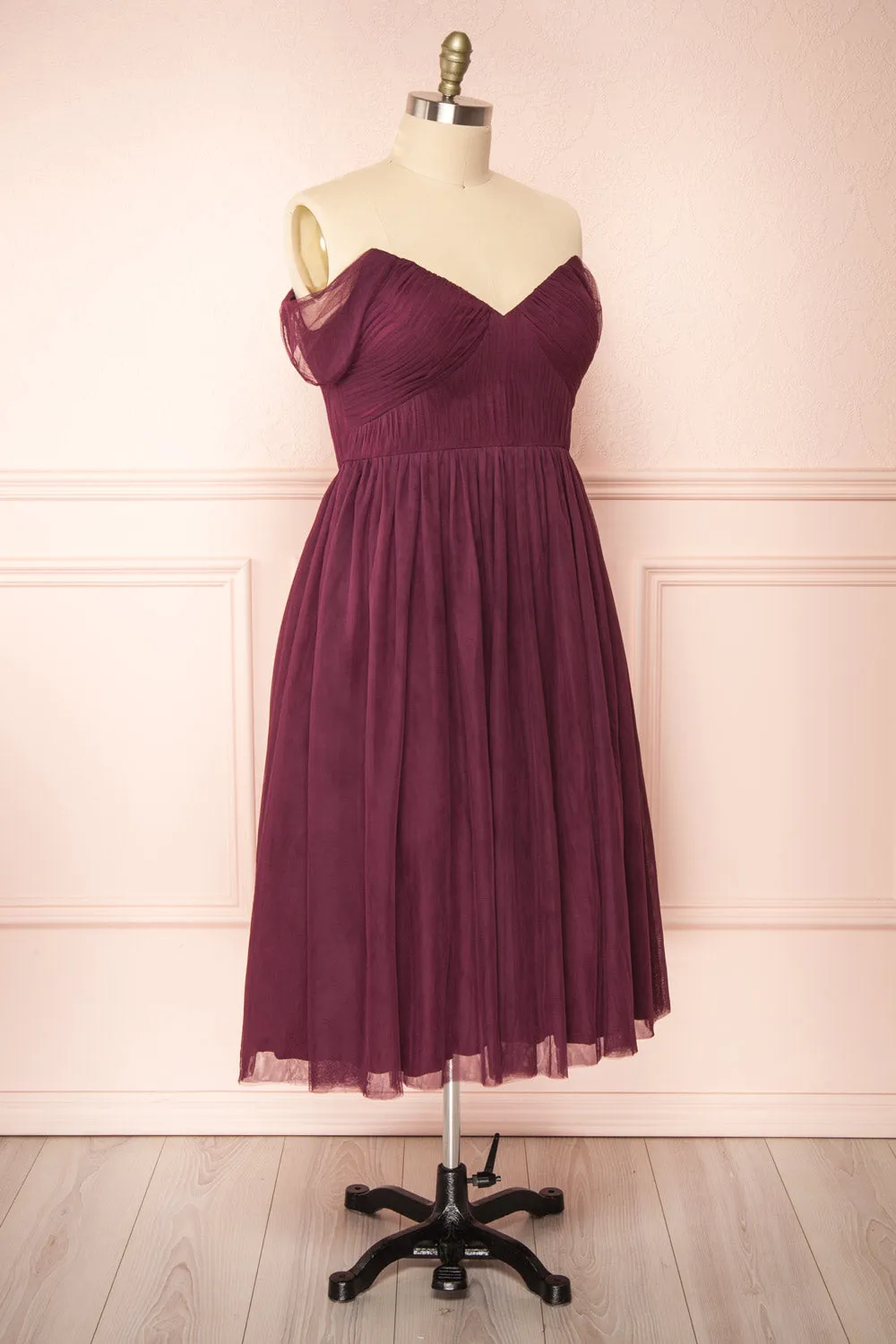 Odette Wine | Midi Tulle Dress