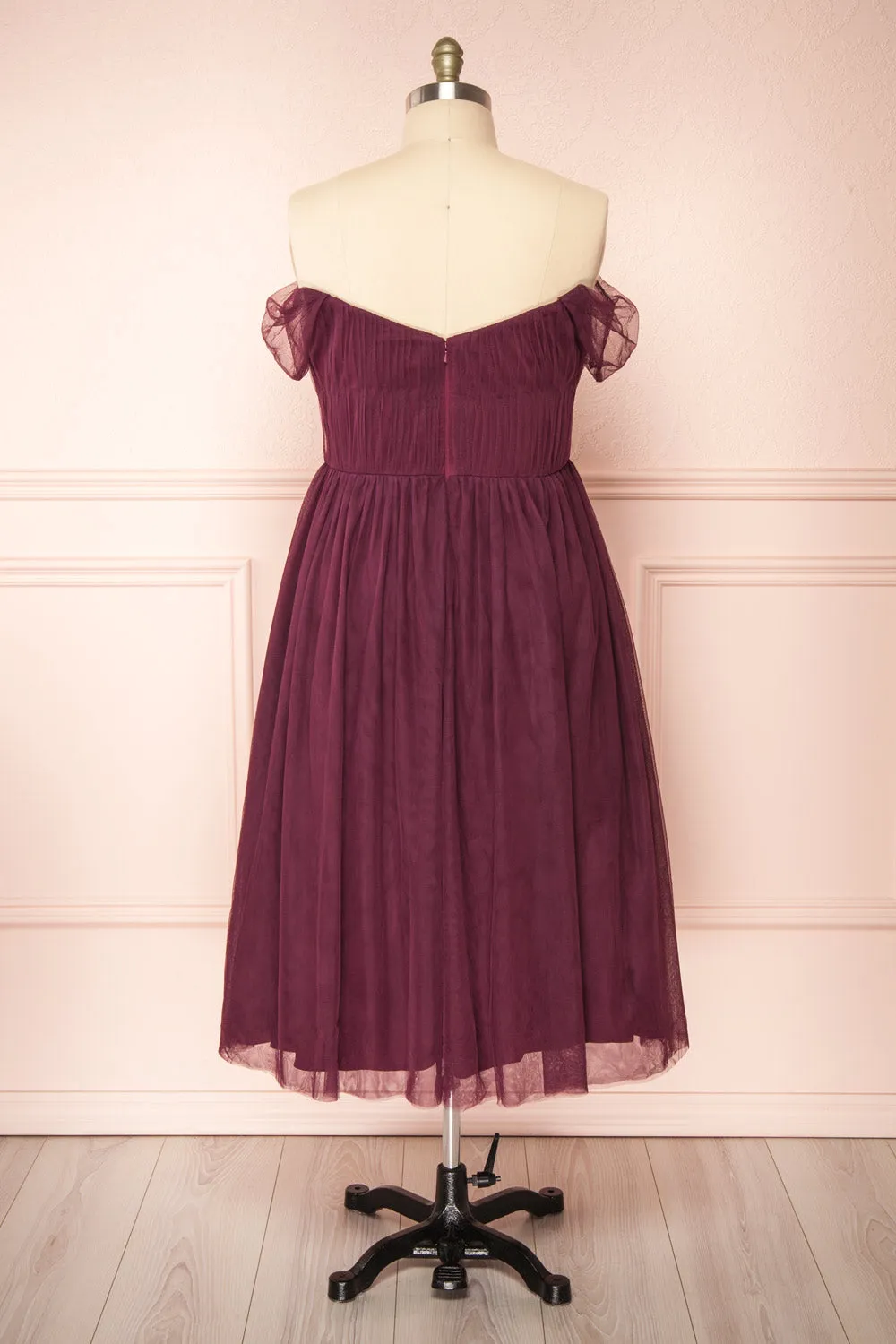 Odette Wine | Midi Tulle Dress