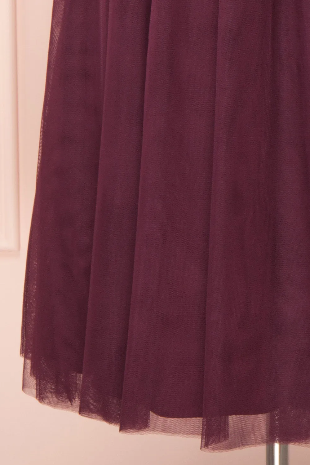 Odette Wine | Midi Tulle Dress
