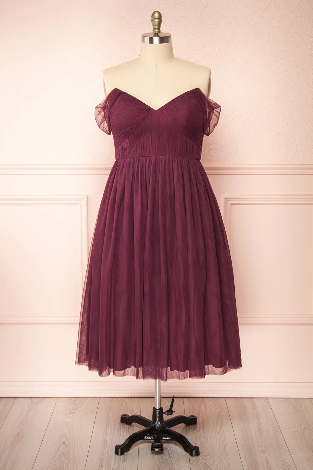 Odette Wine | Midi Tulle Dress