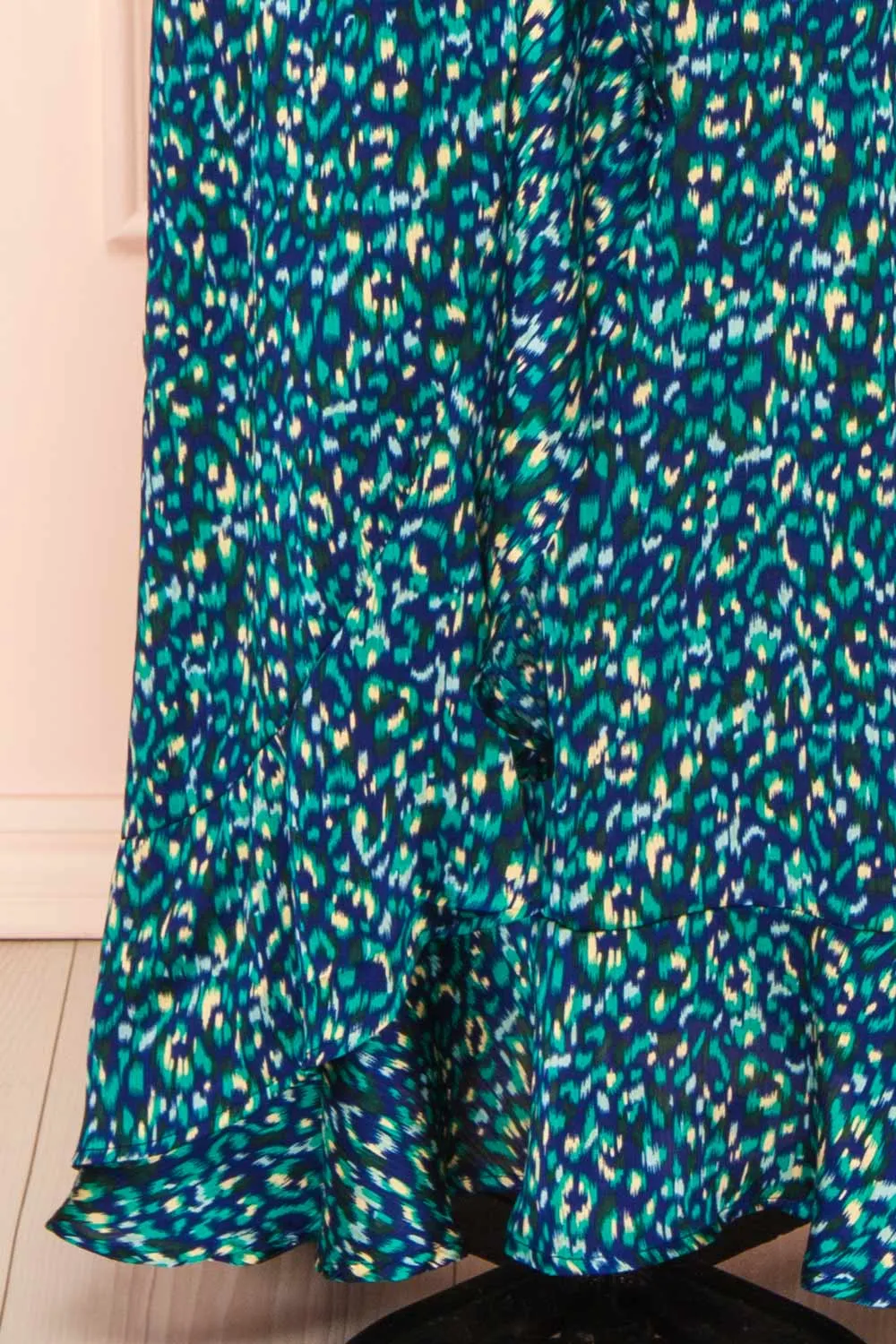 Odile | Maxi Blue Pattern Dress w/ Laced Back