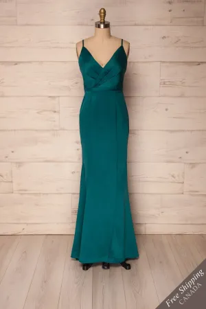 Olcella Emerald | Green Silky Dress