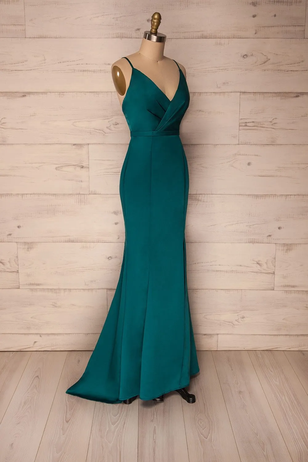 Olcella Emerald | Green Silky Dress
