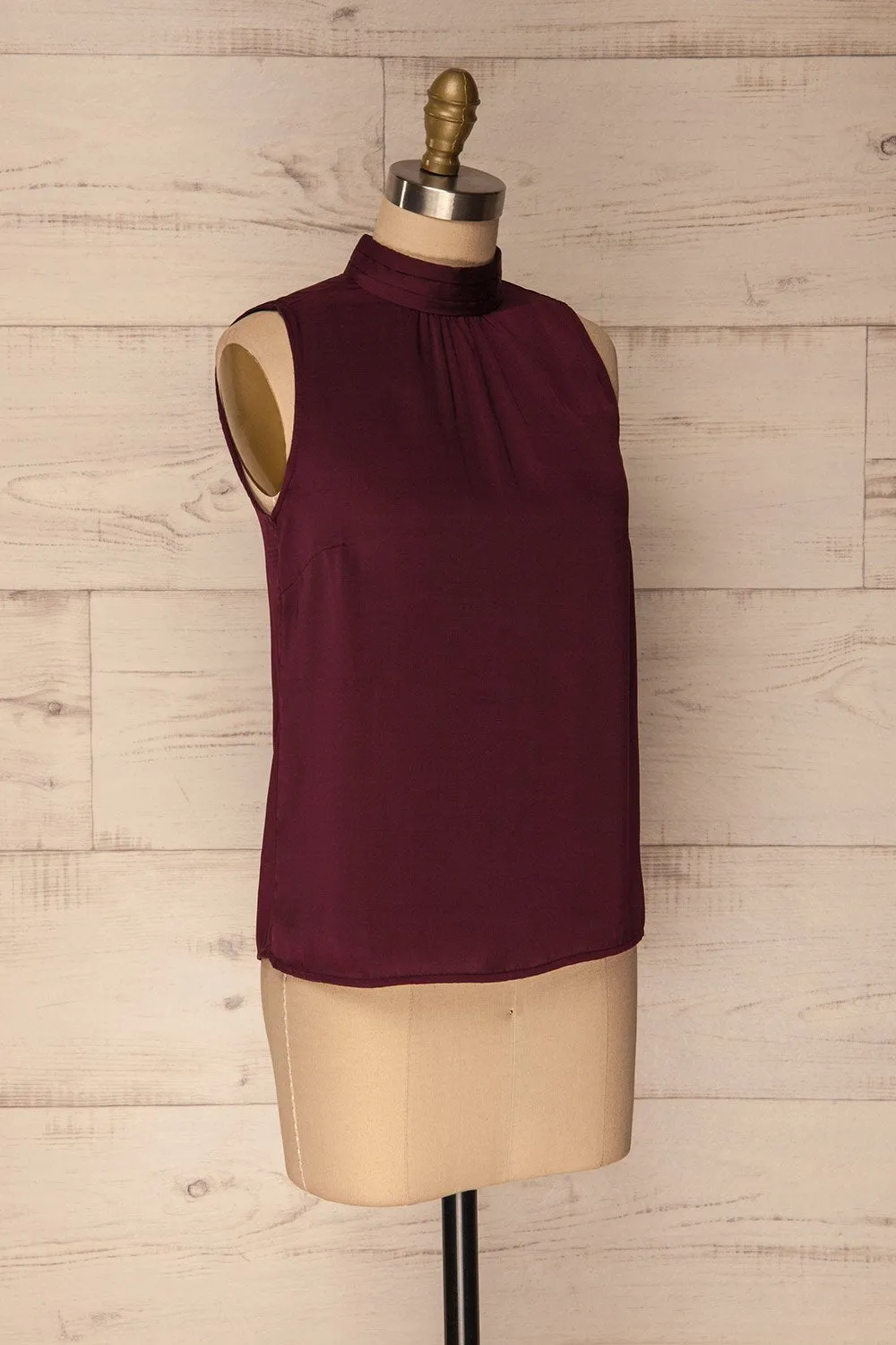 Pajara Burgundy | Silky Sleeveless Top