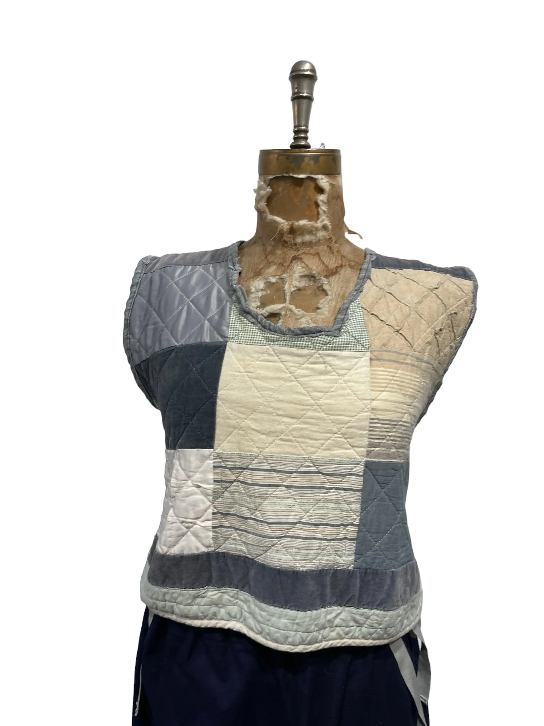 Patchwork pinafore vest