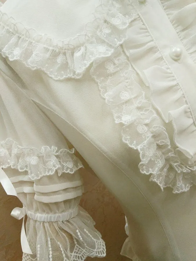 Peter Pan Collar Ruffle Blouse