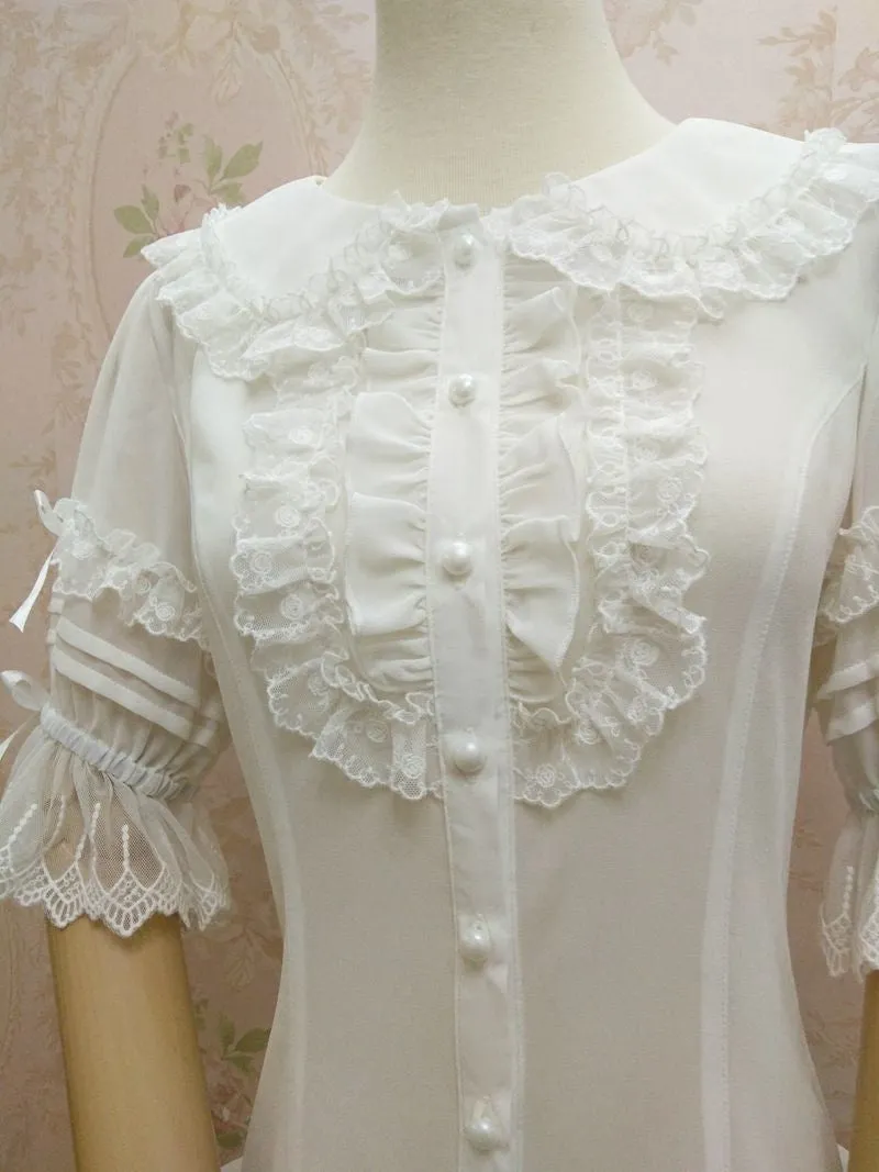 Peter Pan Collar Ruffle Blouse
