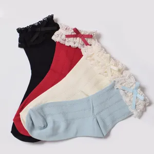 Petit Ribbon Lace Crew Socks