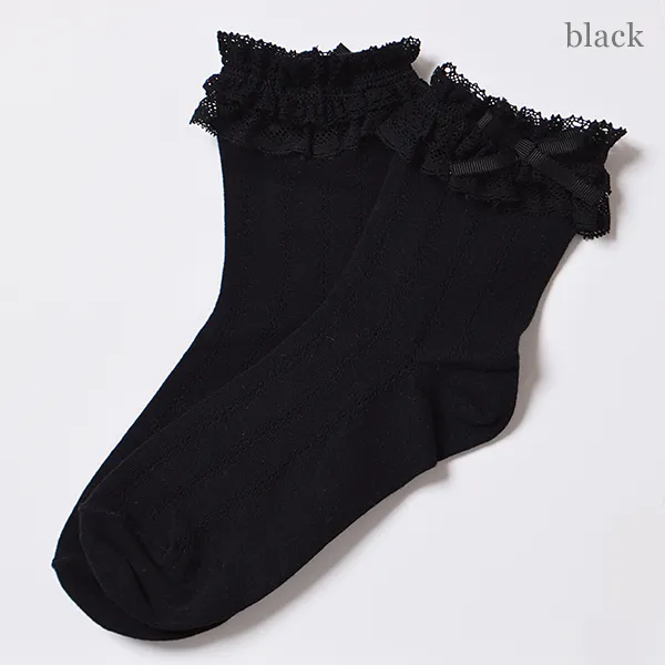 Petit Ribbon Lace Crew Socks