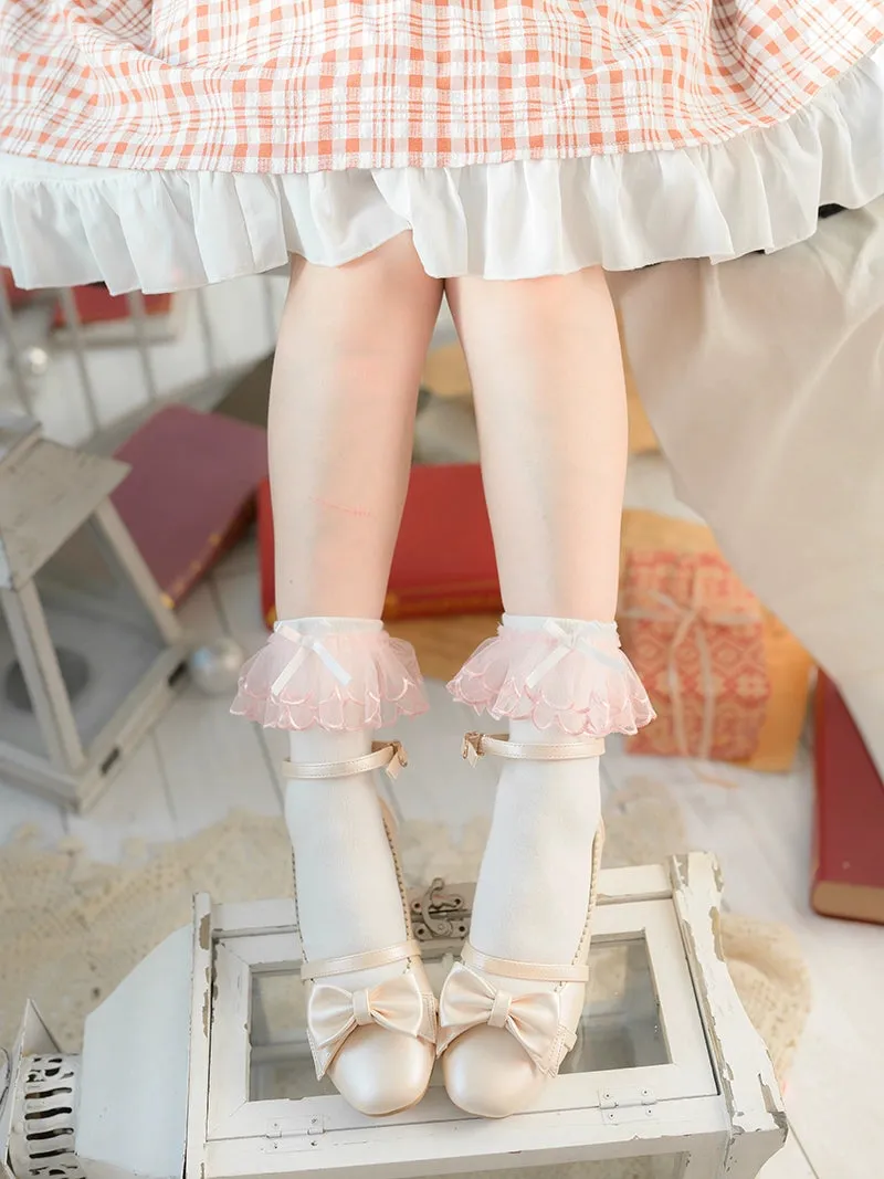 Pink Lace Cotton Socks