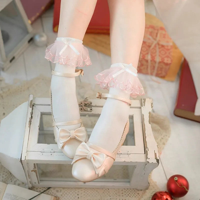 Pink Lace Cotton Socks