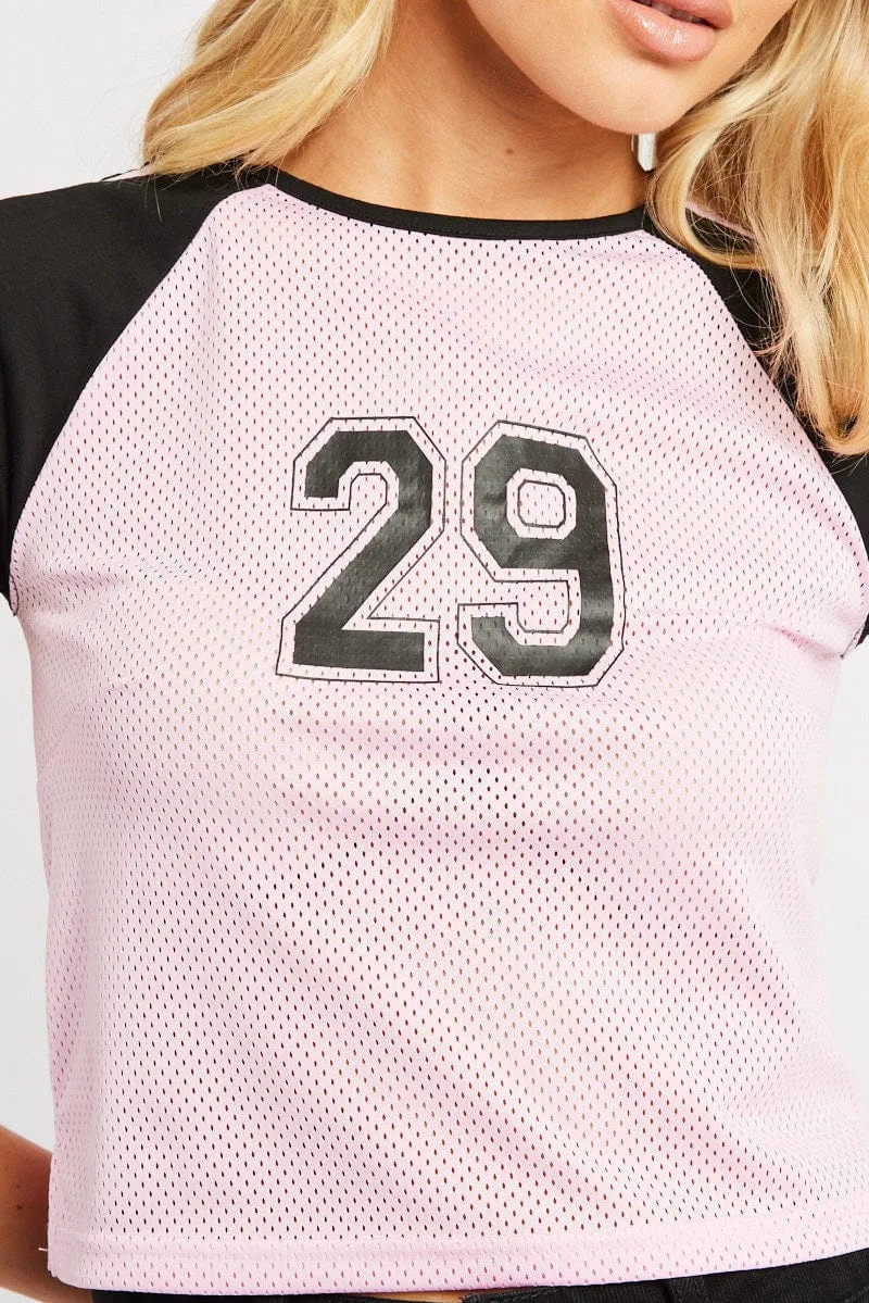 Pink Sport Tee Short Sleeve Crop