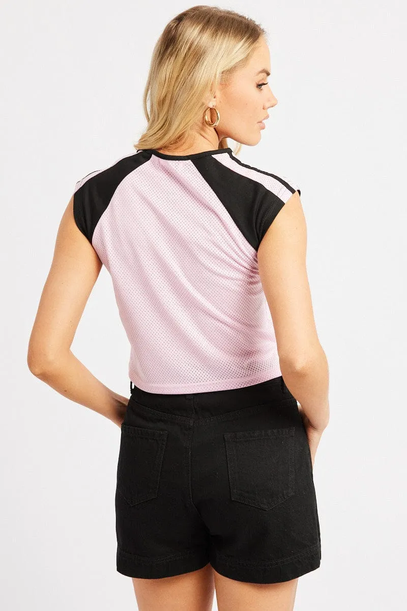Pink Sport Tee Short Sleeve Crop