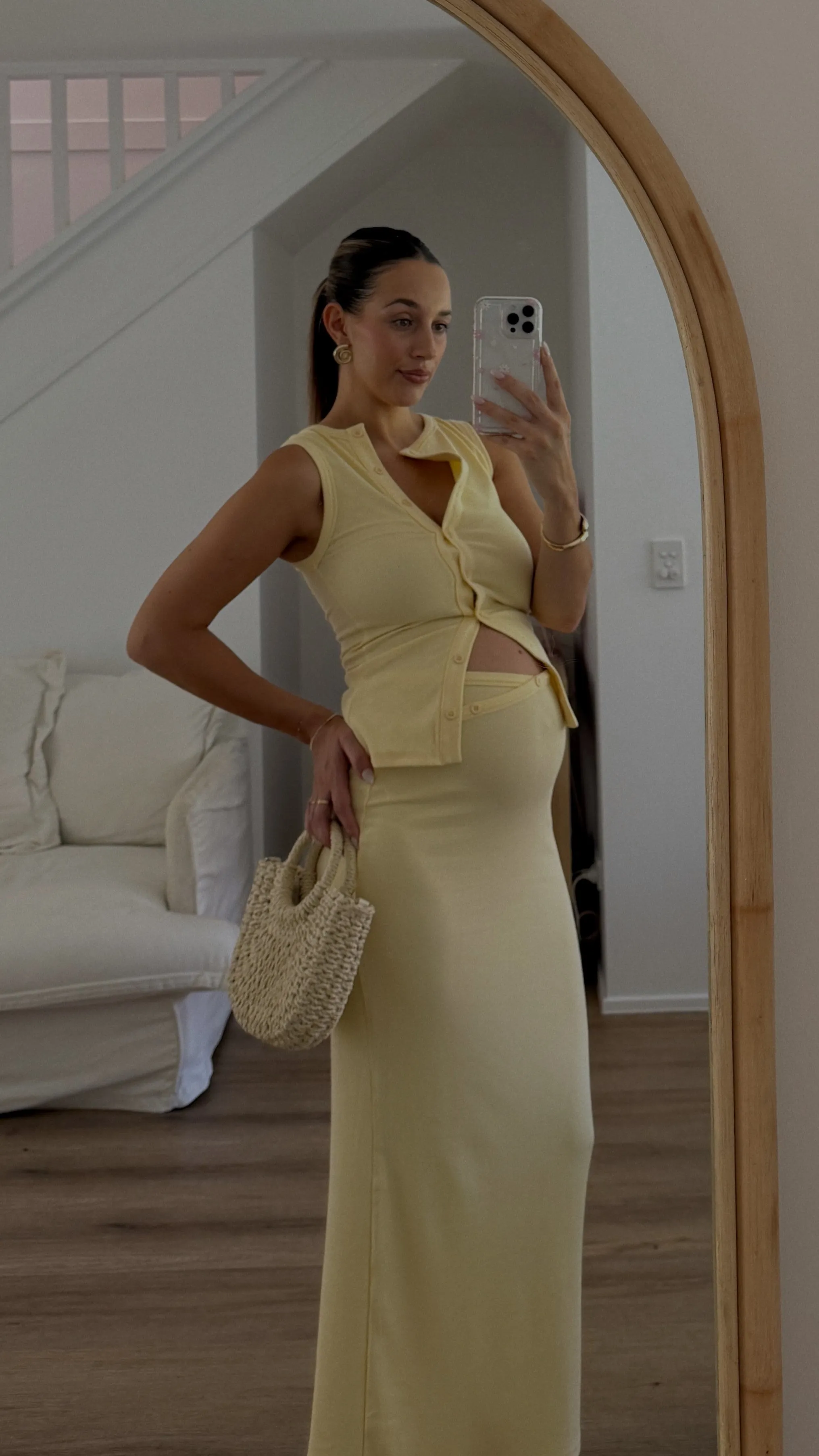 Rahela Button Top and Maxi Skirt Set - Yellow