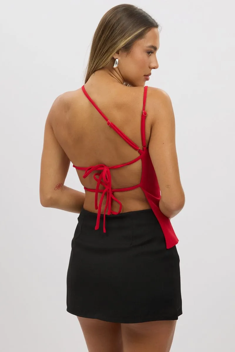 Red Singlet Top Backless