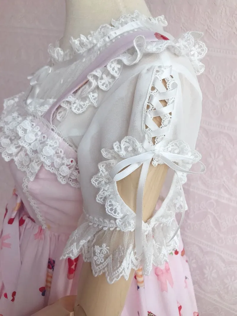 Ruffled Collar Short Sleeve With Heart Cut Outs Blouse
