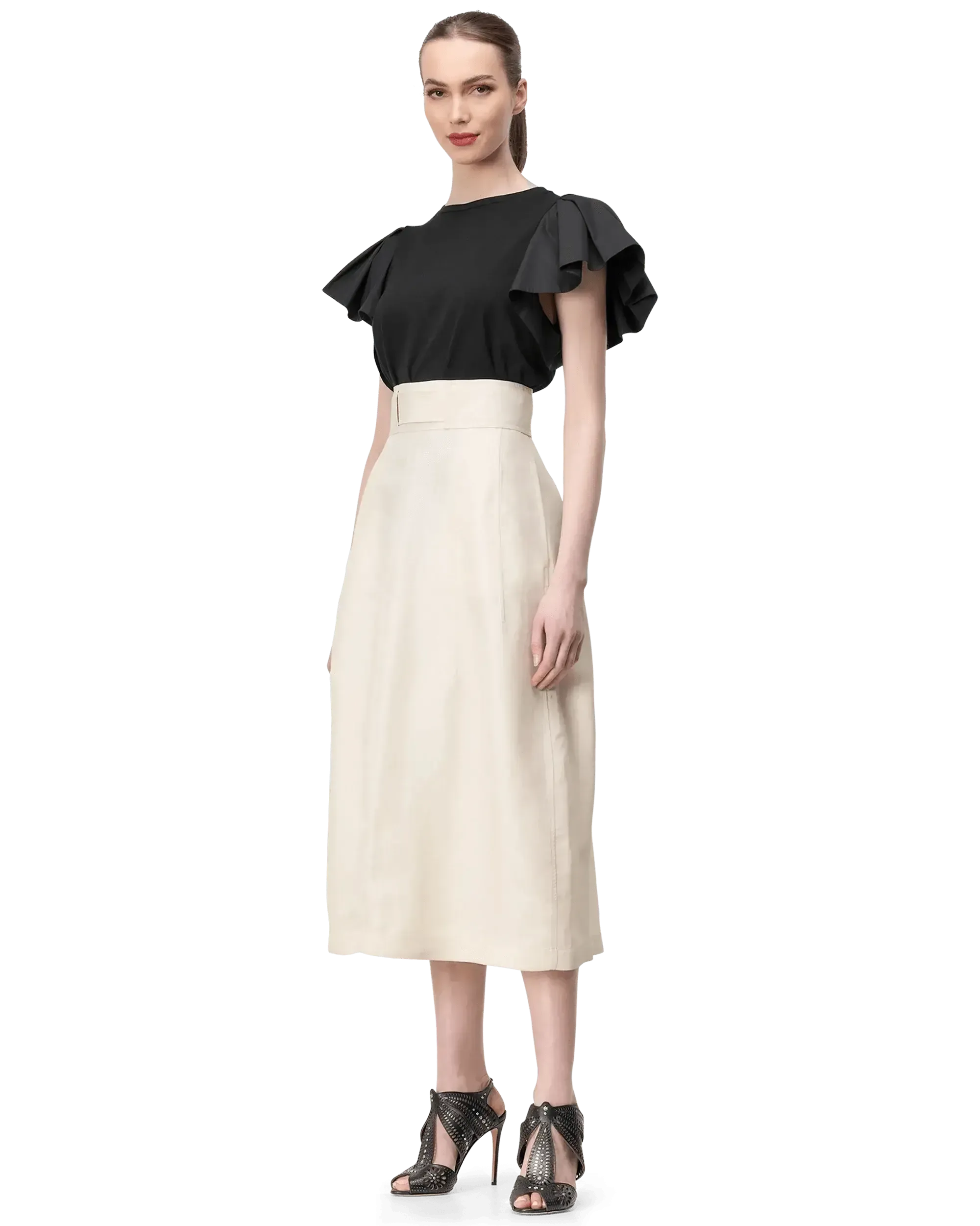 Ruffled Sleeve Jersey Top