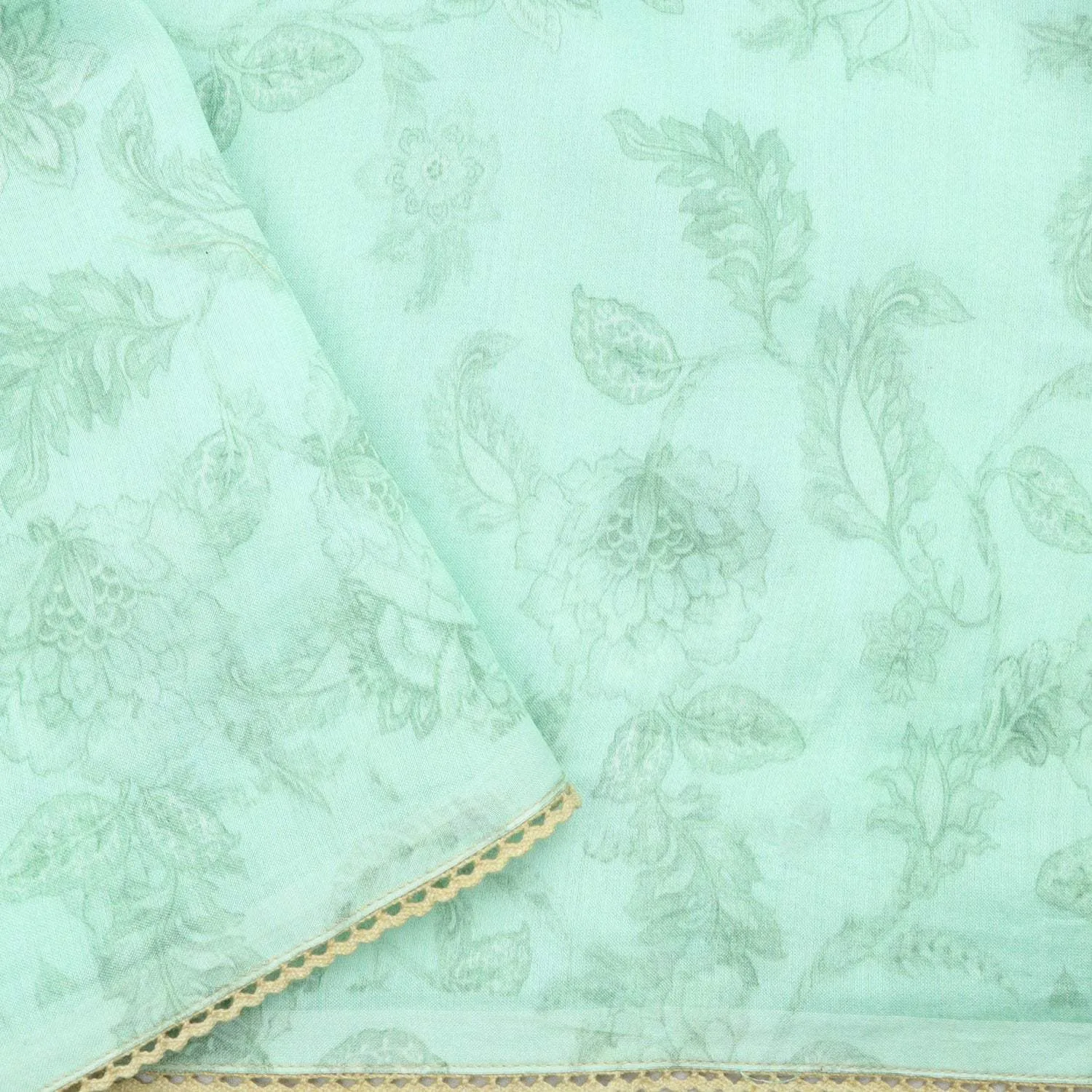 Seafoam Blue Organza Saree With Chevron Embroidery