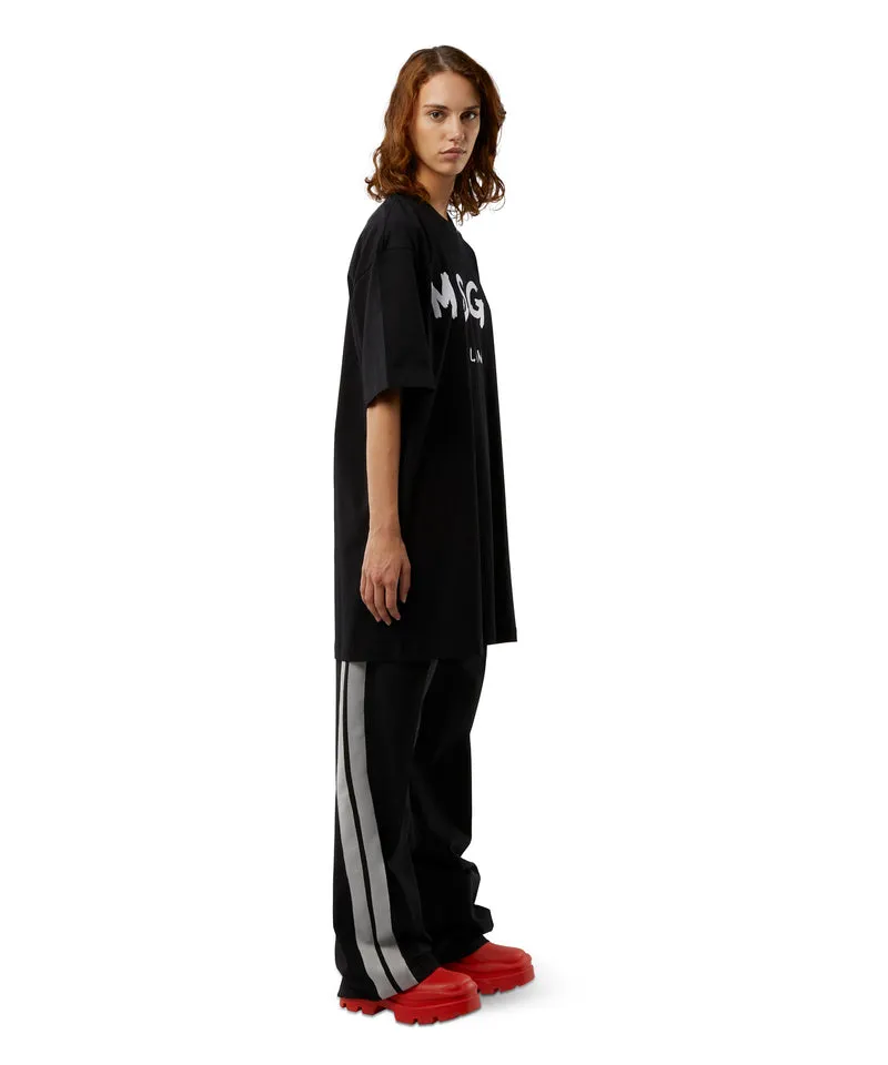Short sleeve cotton dress BLACK