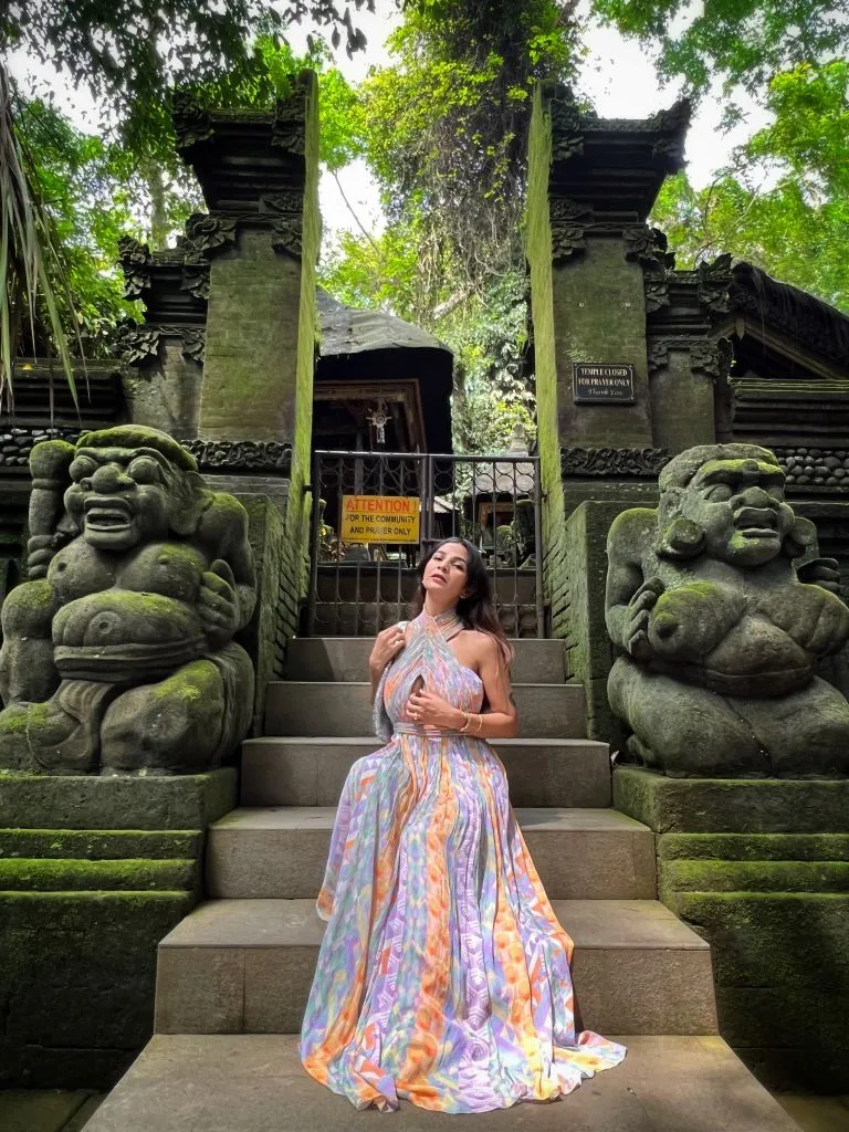 Shruti Yogi in Halter Neck Cording Maxi in Multi-Geo Print from Retro-Spection Collection