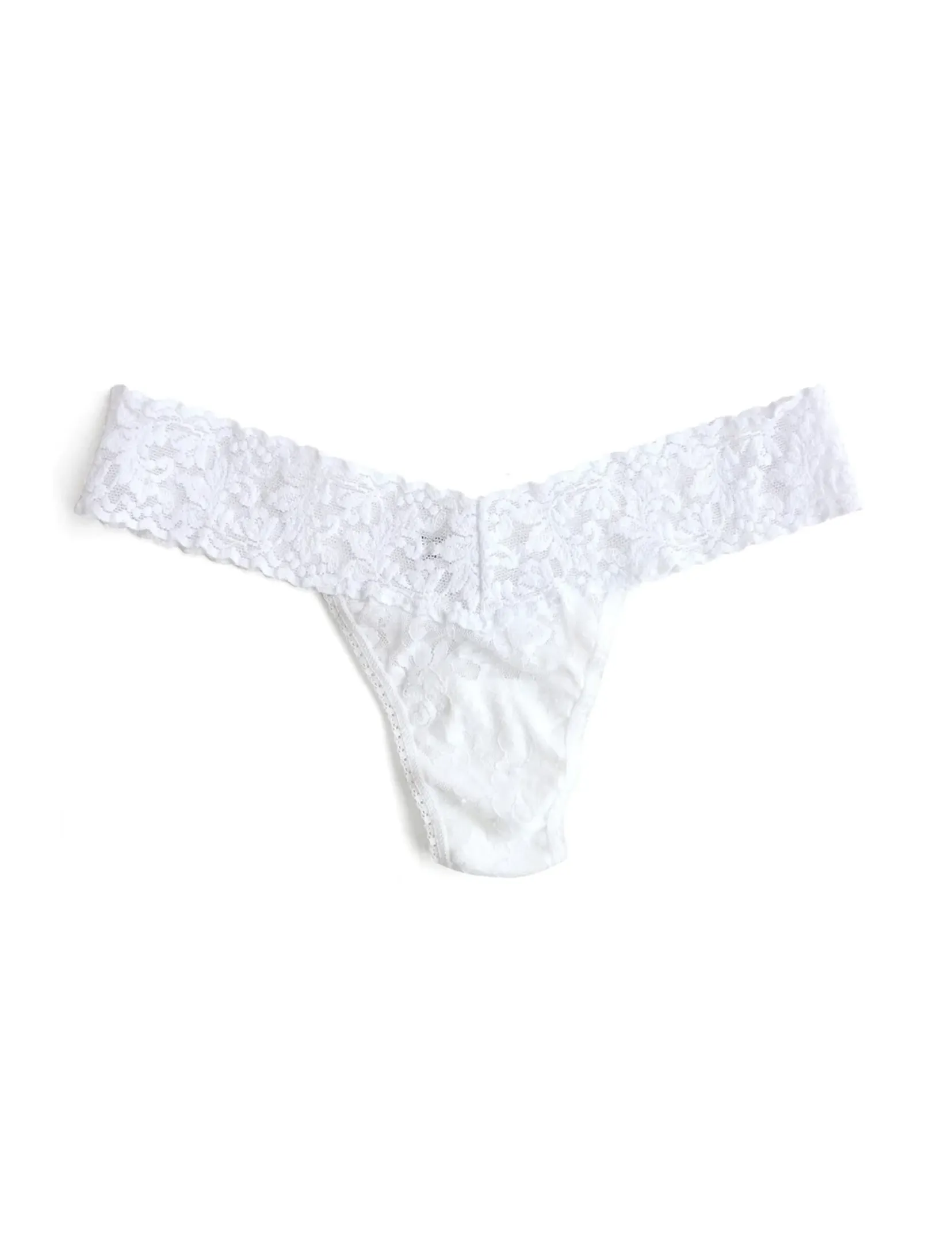 Signature Lace Low Rise Thong, White