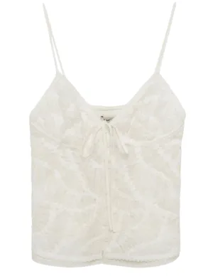 Simkhai Wilde Feathered Chiffon Buttoned Cami