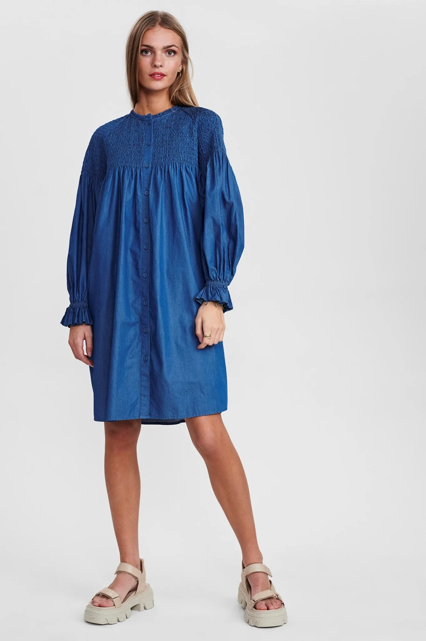 SISARA DRESS - Medium Blue Denim