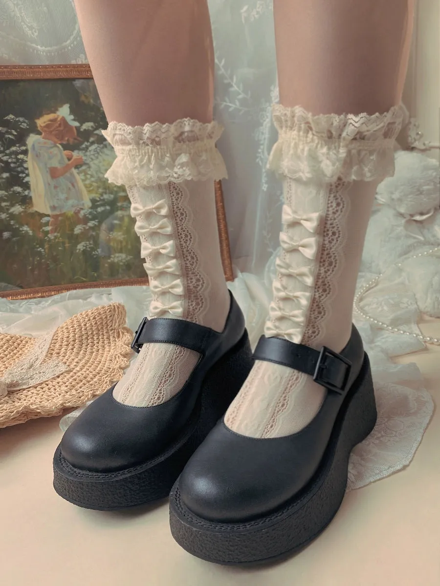 Small Bow Lace Socks