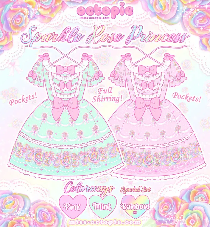 Sparkle Rose Princess One Piece Dress Set