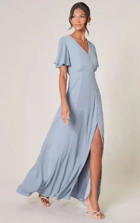 Sugarlips- Everlasting Surplice Flutter Sleeve Maxi Dress