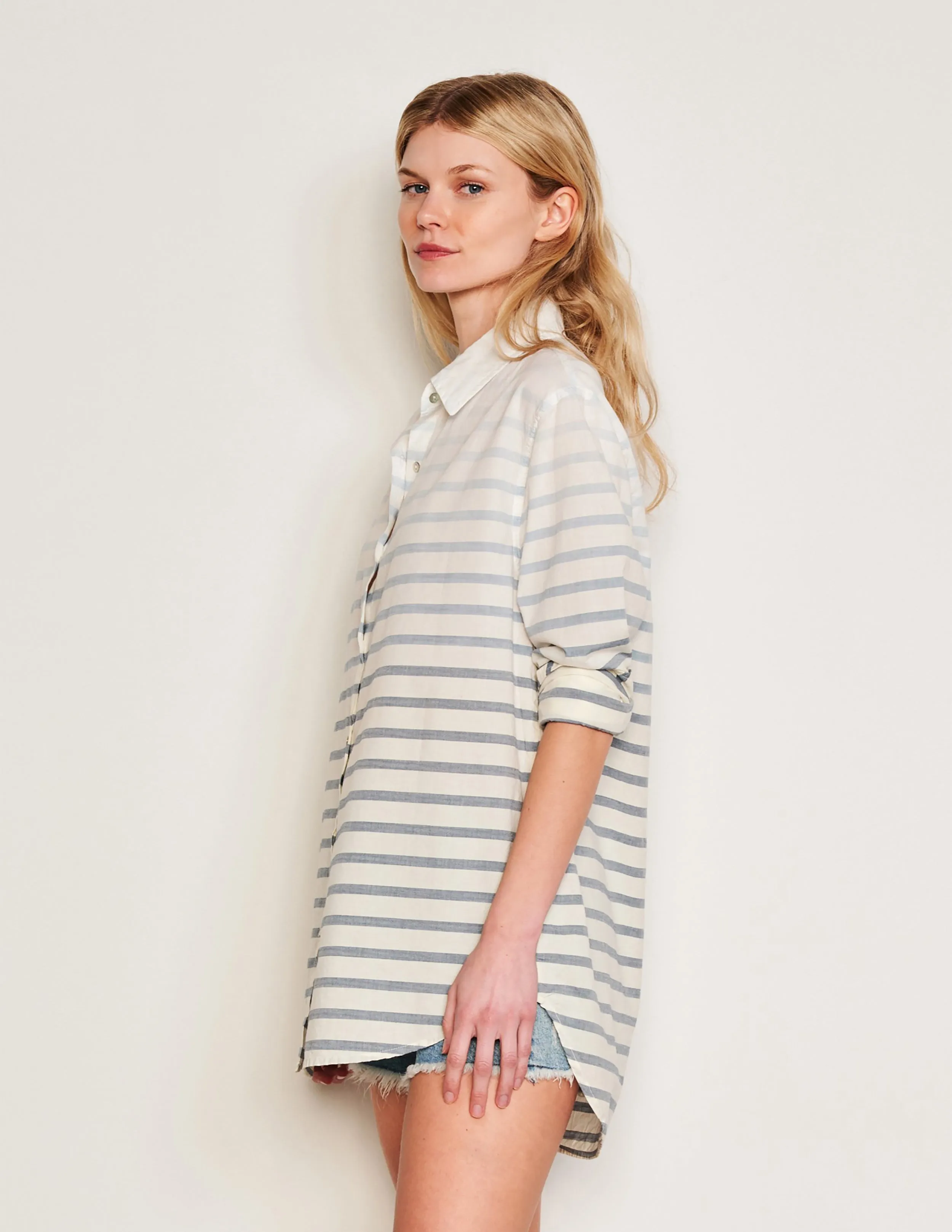 Sundry Changing Tide Stripe Classic Shirt in Deep Navy