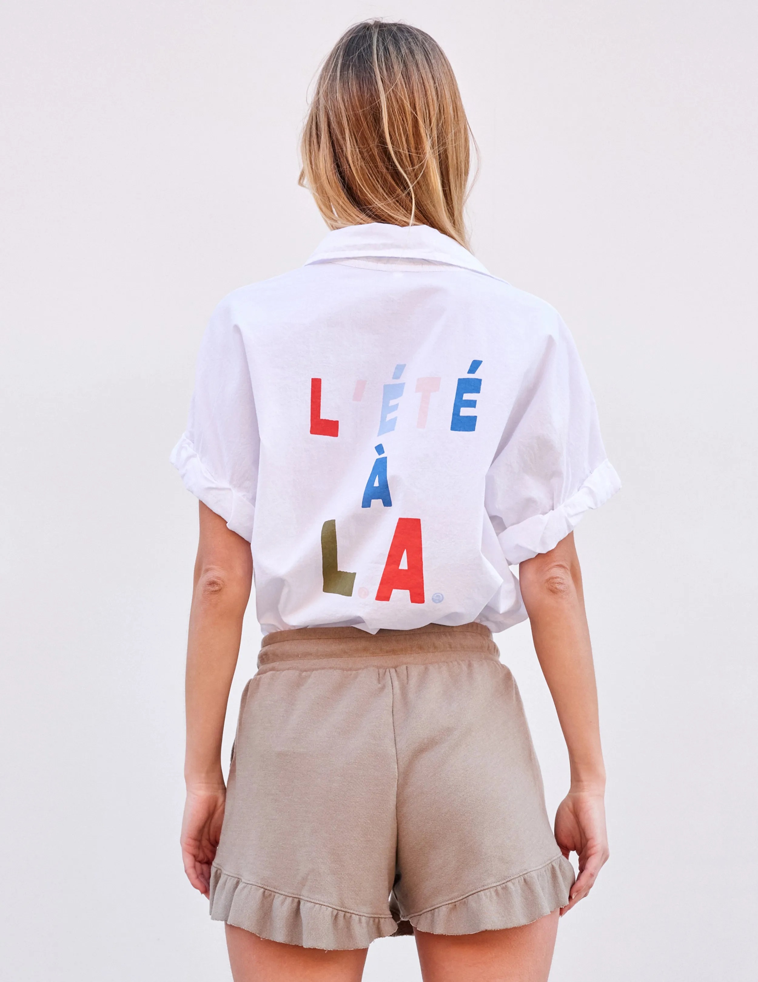 Sundry Lete a LA Roll Short Sleeve Shirt in Optic White