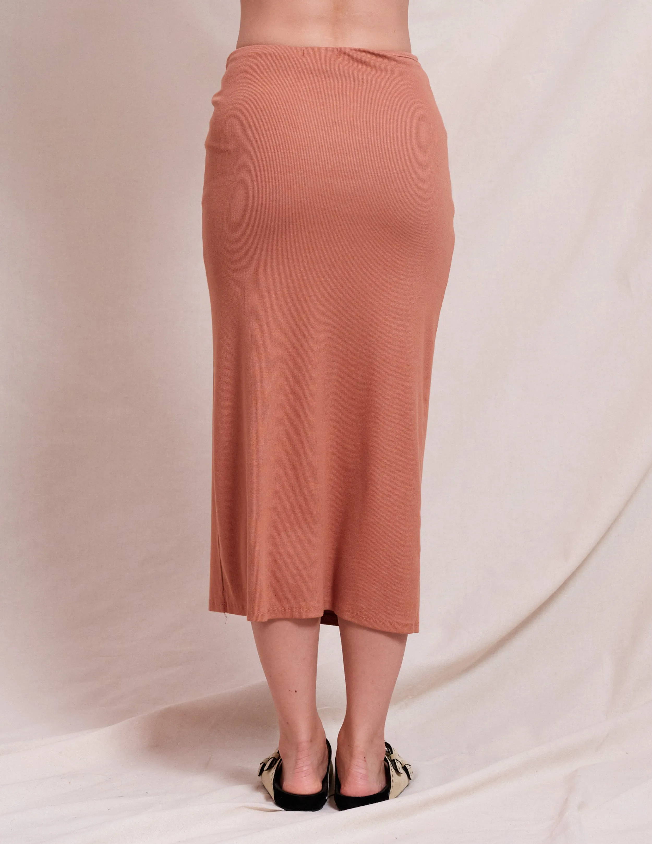 Sundry Side Twist Skirt in Vintage Rust