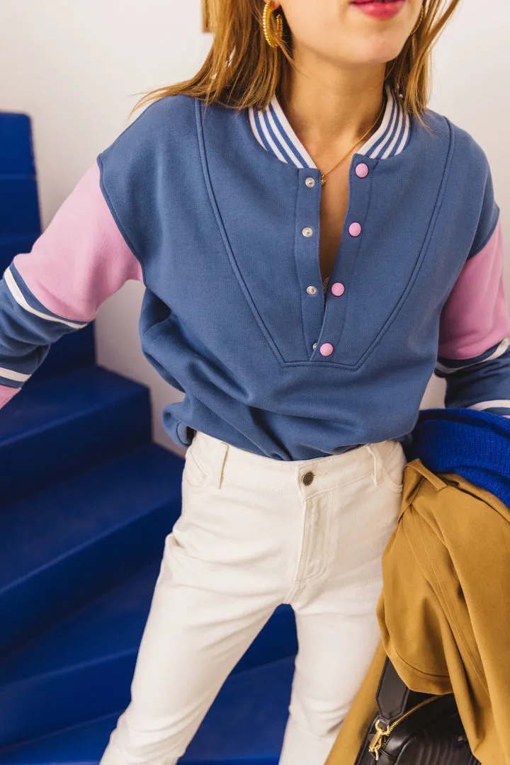 Sweat-shirt Poséidon bleu et lila