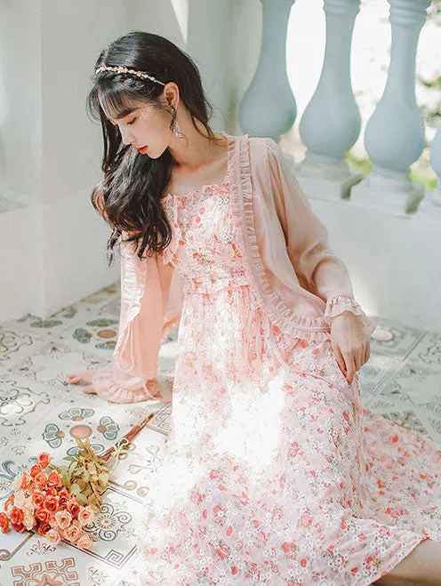 Tea Cup Floral Cami Dress (Pink)