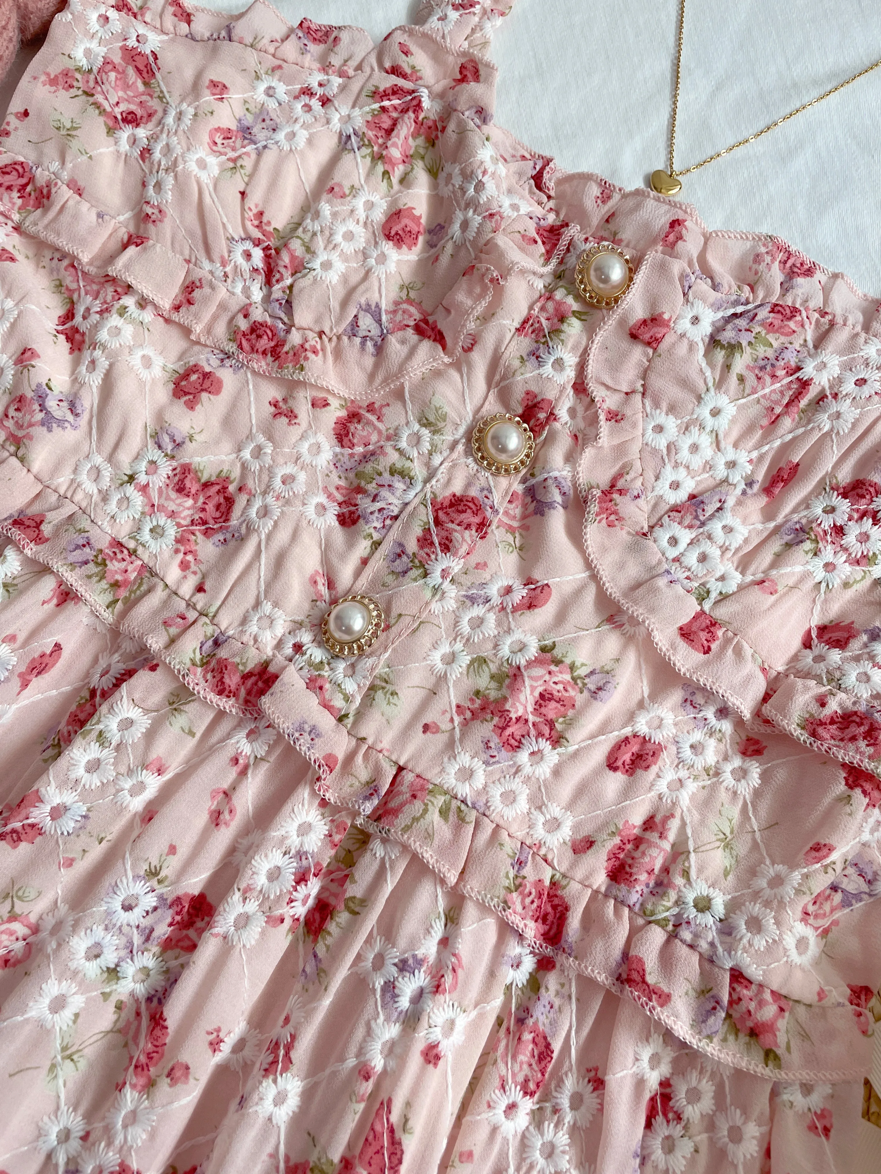 Tea Cup Floral Cami Dress (Pink)