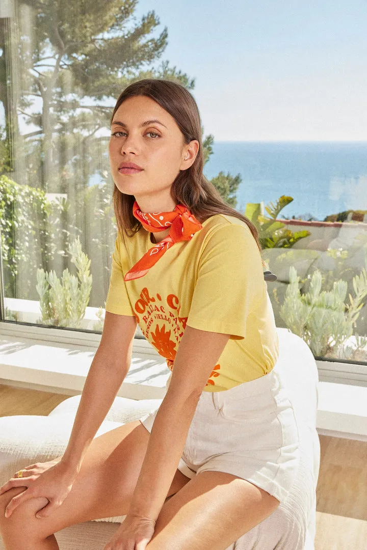 Tee-shirt Bree Bonjour ciao jaune et orange