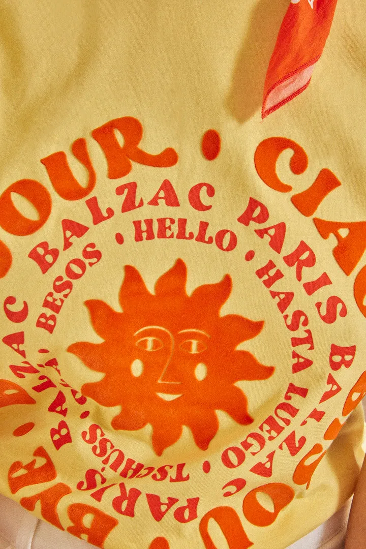 Tee-shirt Bree Bonjour ciao jaune et orange