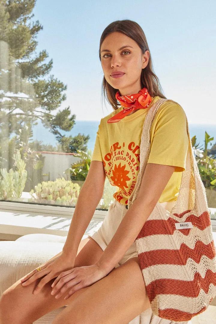 Tee-shirt Bree Bonjour ciao jaune et orange