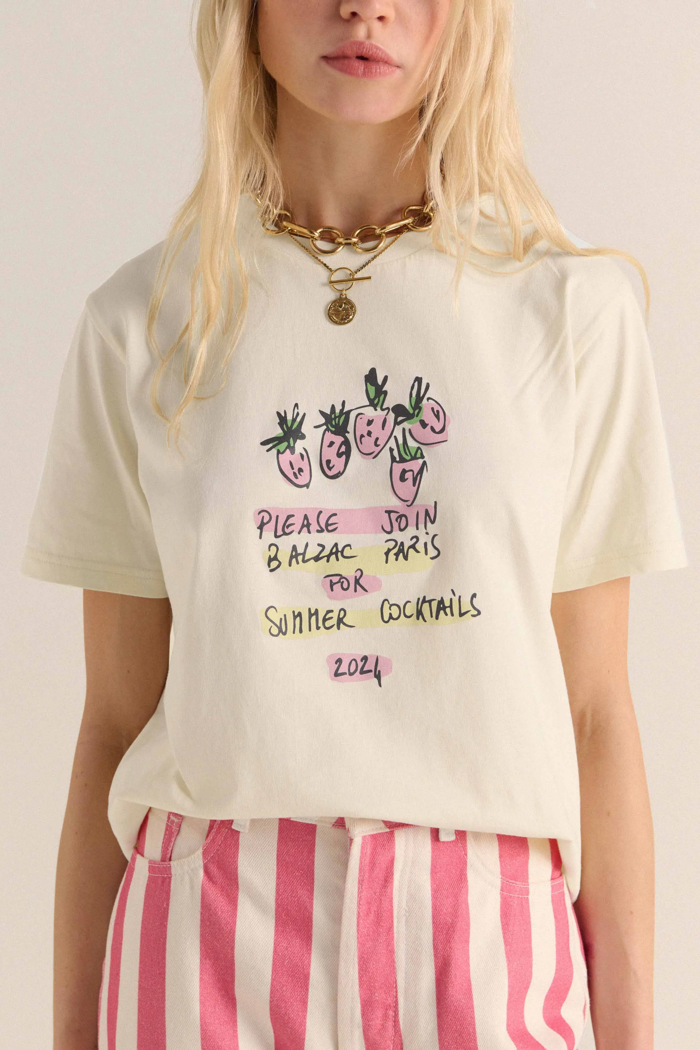 Tee-shirt Bree Cocktail party écru