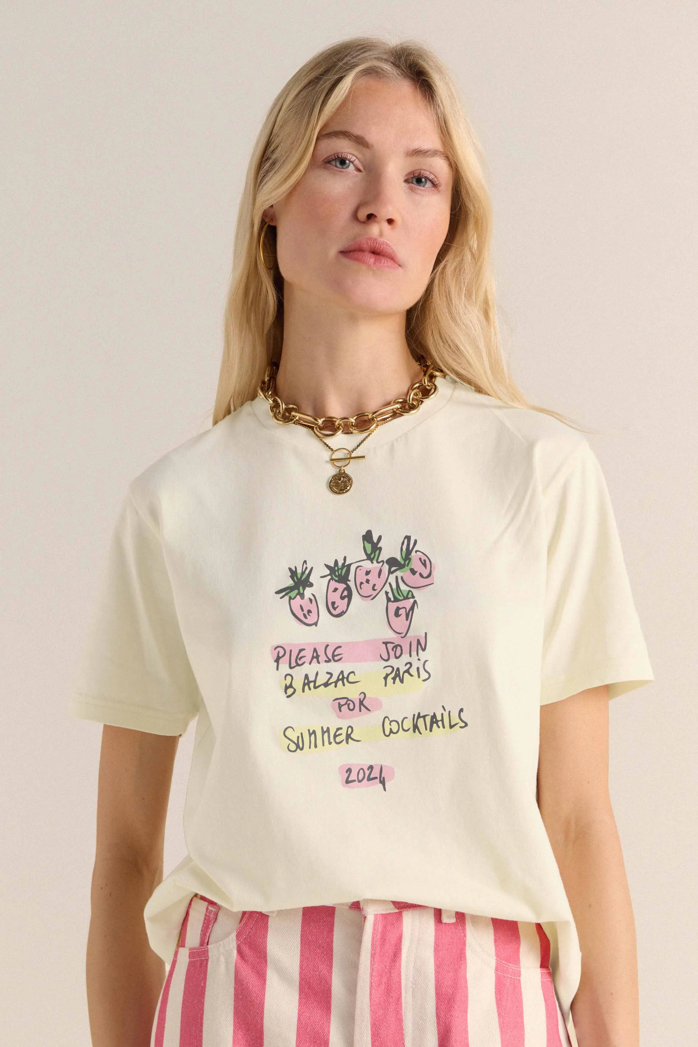 Tee-shirt Bree Cocktail party écru